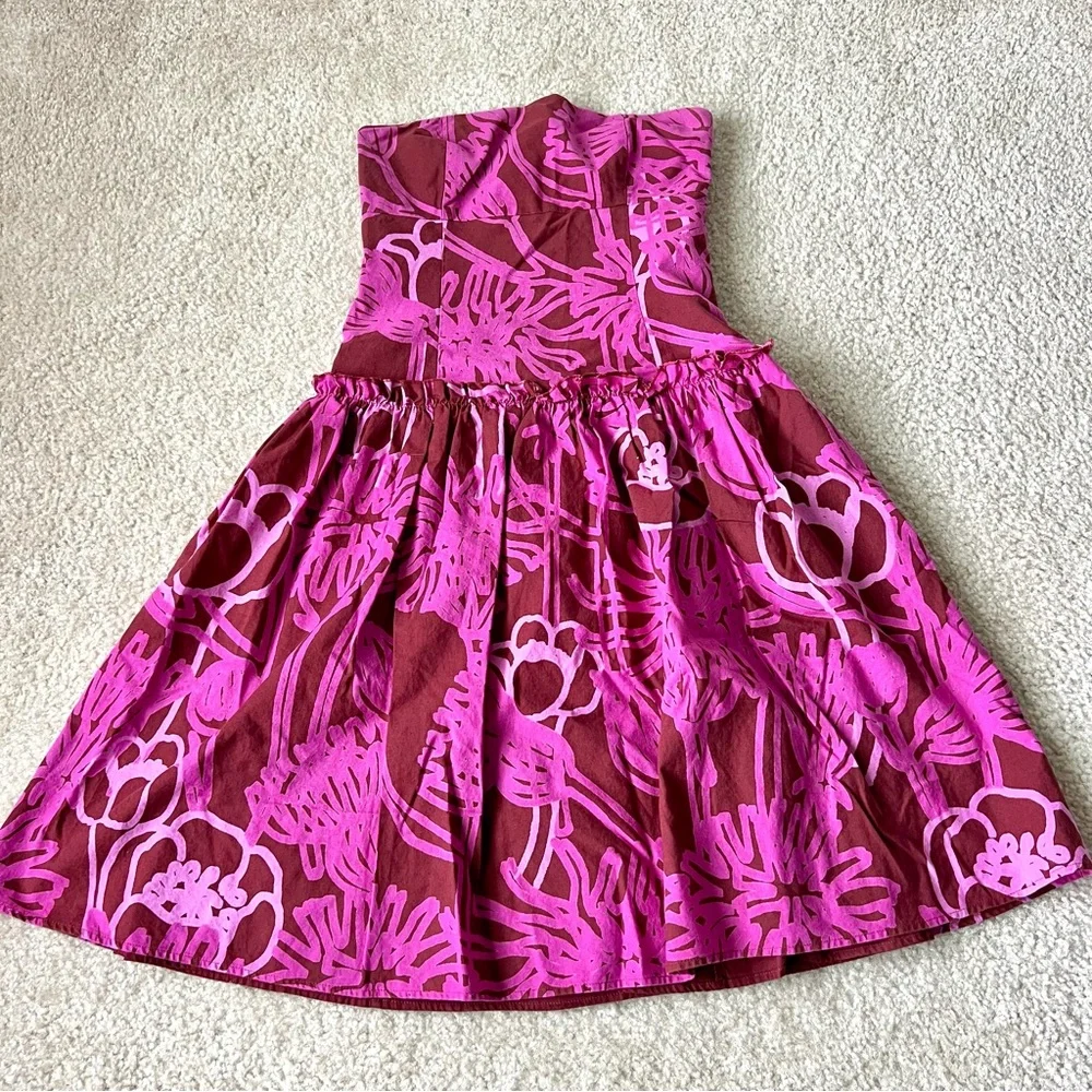ANTHROPOLOGIE MARIMEKKO Floral Ruffled Drop Waist Strapless Dress—SZ. 4